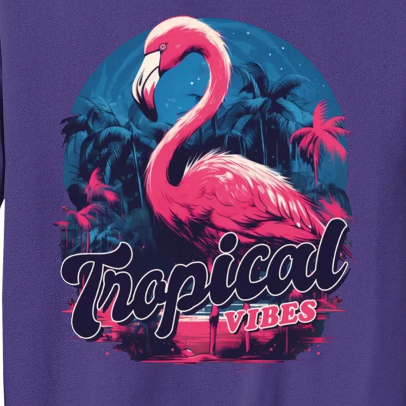 Tropical Vibes Flamingo Retro Palm Tree Sweatshirt