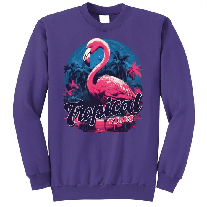 Tropical Vibes Flamingo Retro Palm Tree Sweatshirt