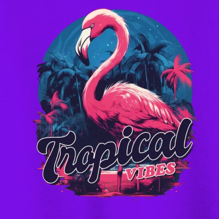 Tropical Vibes Flamingo Retro Palm Tree Toddler T-Shirt