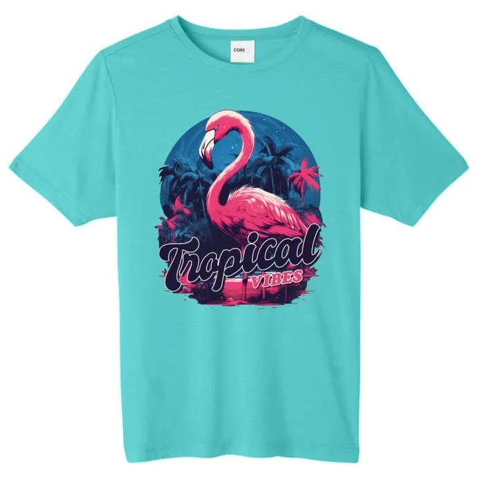 Tropical Vibes Flamingo Retro Palm Tree ChromaSoft Performance T-Shirt