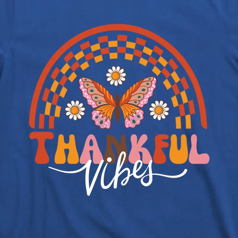 Thankful Vibes Groovy Retro Thanksgiving Matching Family Funny Gift T-Shirt