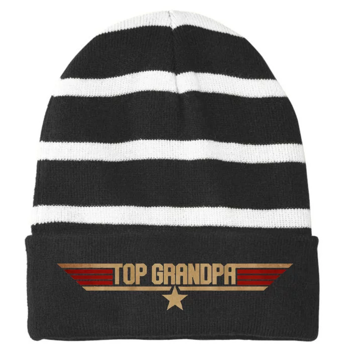 Top Vintage Grandpa Retro 80s FatherS Day Gift For Grandpa Striped Beanie with Solid Band