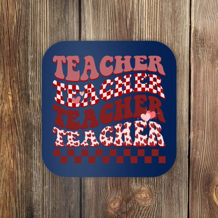 Teacher Valentine Groovy Cute Coaster