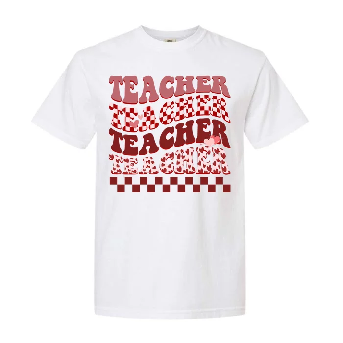 Teacher Valentine Groovy Cute Garment-Dyed Heavyweight T-Shirt