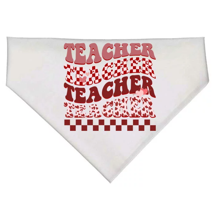 Teacher Valentine Groovy Cute USA-Made Doggie Bandana