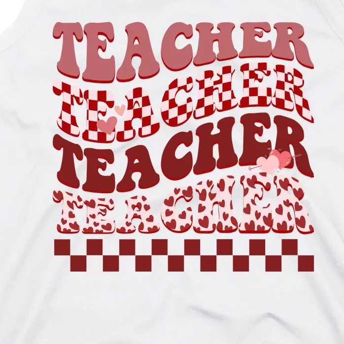 Teacher Valentine Groovy Cute Tank Top