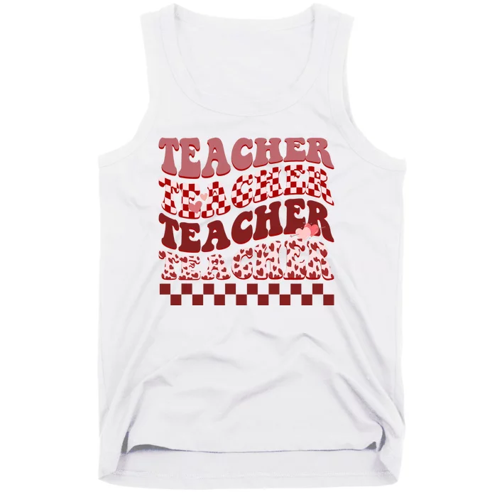 Teacher Valentine Groovy Cute Tank Top