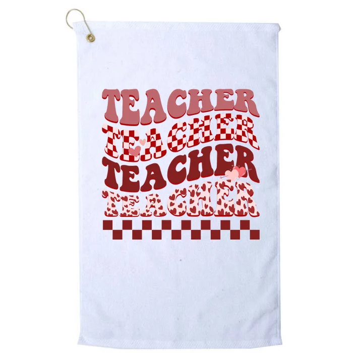 Teacher Valentine Groovy Cute Platinum Collection Golf Towel