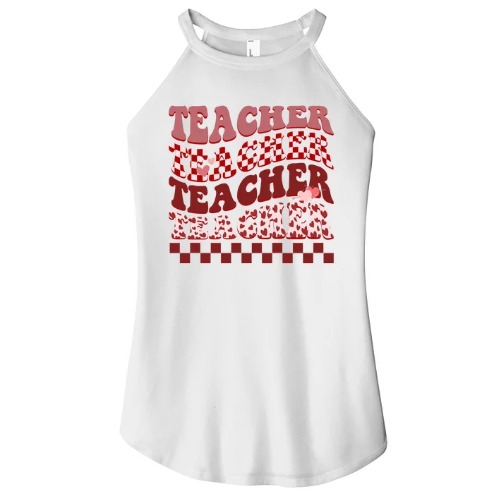 Teacher Valentine Groovy Cute Women’s Perfect Tri Rocker Tank