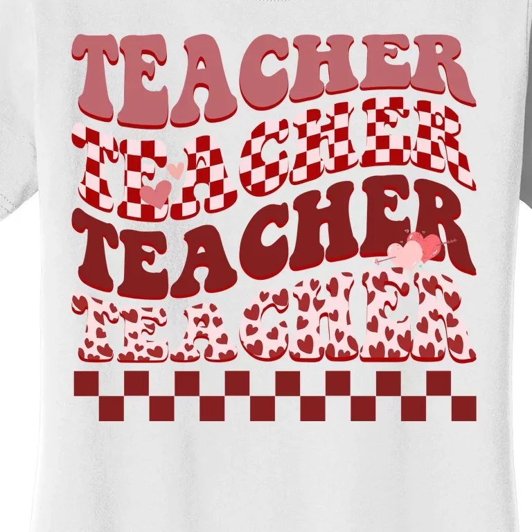 Teacher Valentine Groovy Cute Women's T-Shirt