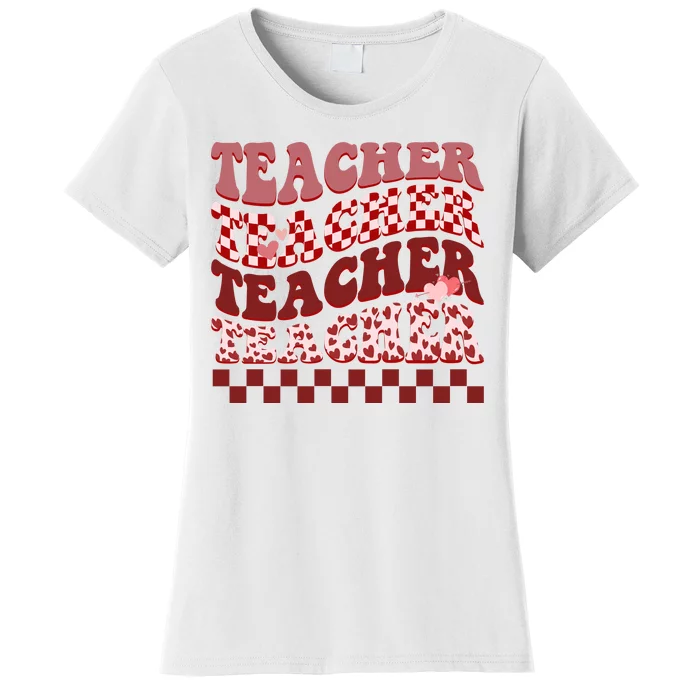 Teacher Valentine Groovy Cute Women's T-Shirt