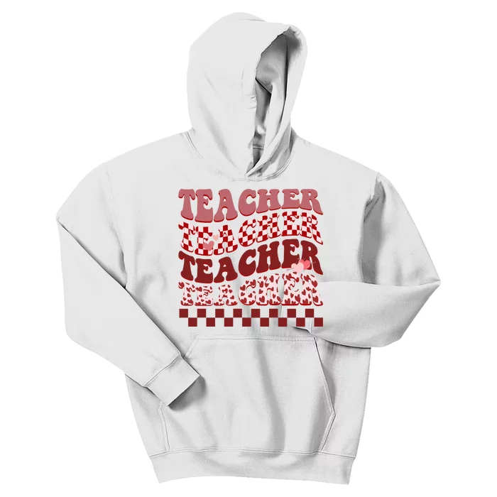 Teacher Valentine Groovy Cute Kids Hoodie