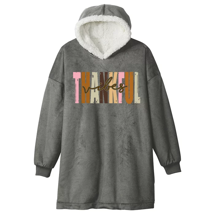 Thankful Vibes Holiday Cute Hooded Wearable Blanket