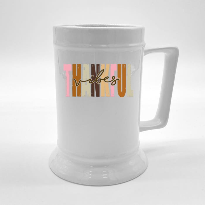 Thankful Vibes Holiday Cute Front & Back Beer Stein