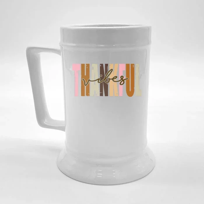 Thankful Vibes Holiday Cute Front & Back Beer Stein