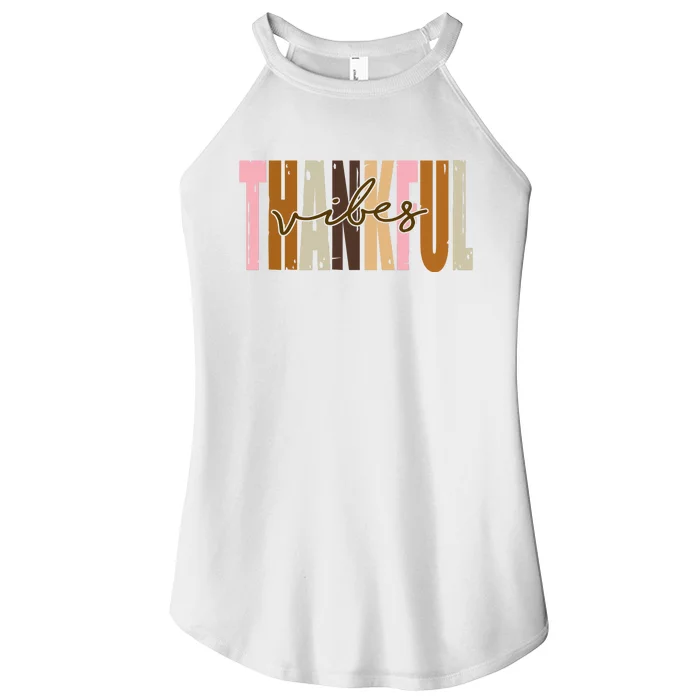 Thankful Vibes Holiday Cute Women’s Perfect Tri Rocker Tank