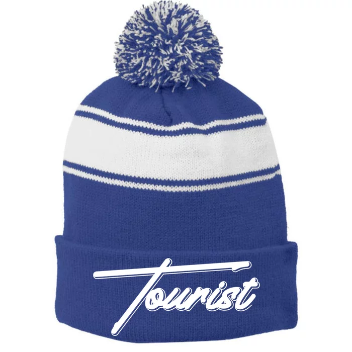 Tourist Vacation Holiday Traveler Tourism Adventure Meaningful Gift Stripe Pom Pom Beanie