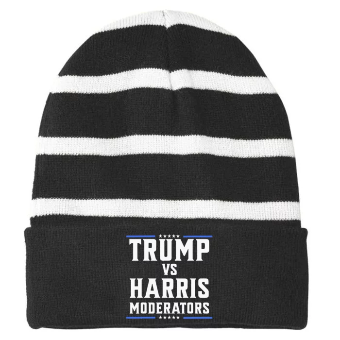 Trump Vs Harris Moderators 2024 Election Debate Striped Beanie with Solid Band