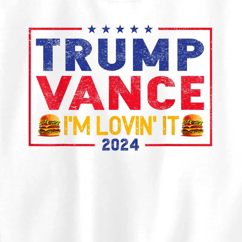 Trump Vance Im Lovin It Hamburger 2024 Kids Sweatshirt