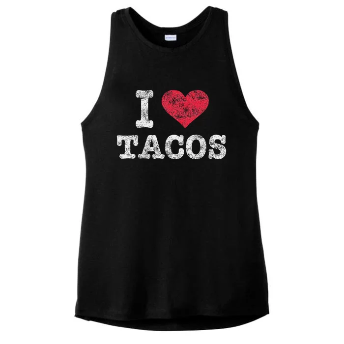 Trendy Vintage I Love Tacos Ladies Tri-Blend Wicking Tank