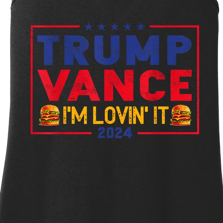 Trump Vance IM Lovin It Hamburger 2024 Ladies Essential Tank