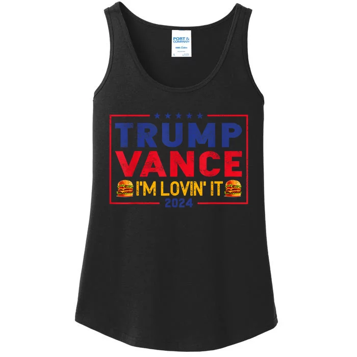 Trump Vance IM Lovin It Hamburger 2024 Ladies Essential Tank