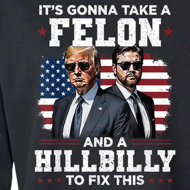 Trump Vance ItS Gonna Take A Felon And A Hillbilly To Fix This Cropped Pullover Crew