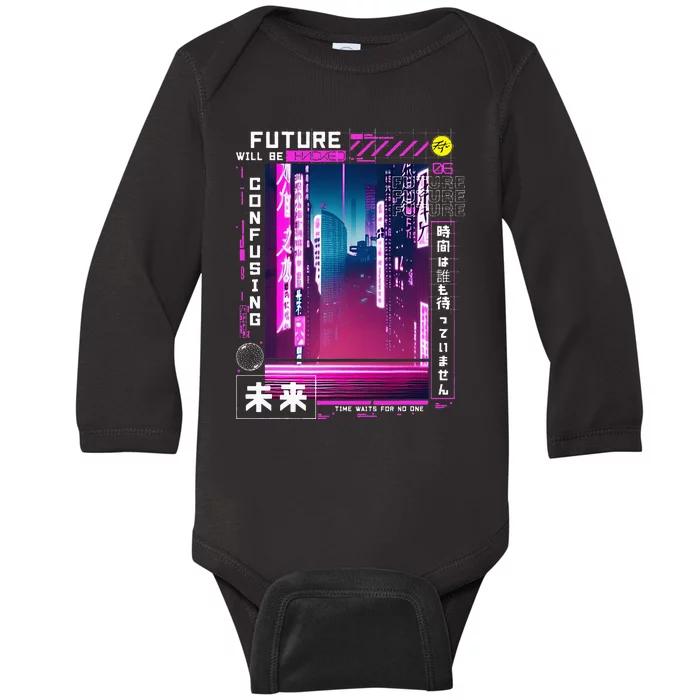 Tokyo Vaporwave In Japanese Retro Vibes Aesthetic Baby Long Sleeve Bodysuit