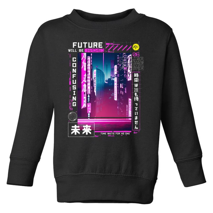 Tokyo Vaporwave In Japanese Retro Vibes Aesthetic Toddler Sweatshirt