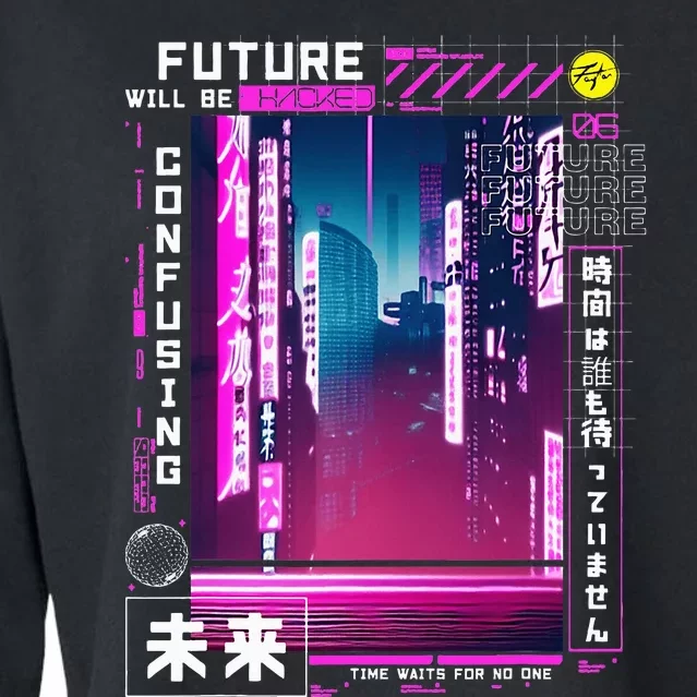 Tokyo Vaporwave In Japanese Retro Vibes Aesthetic Cropped Pullover Crew