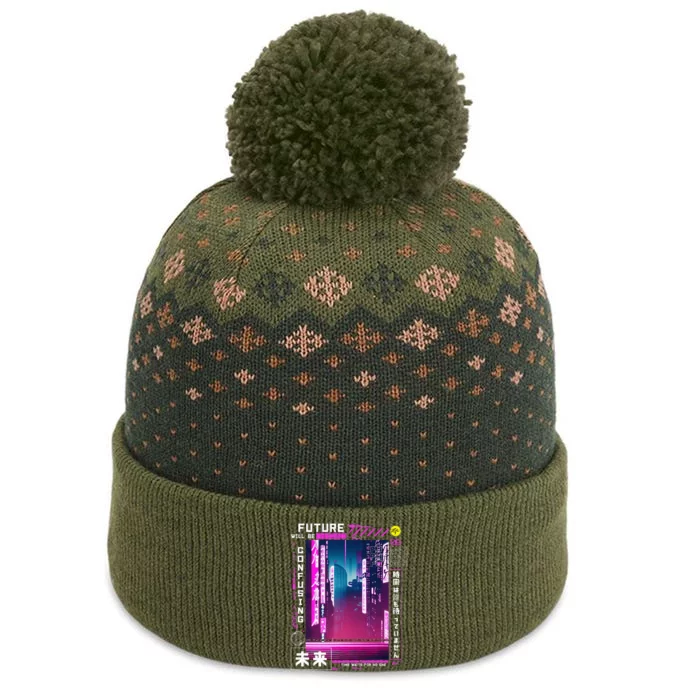 Tokyo Vaporwave In Japanese Retro Vibes Aesthetic The Baniff Cuffed Pom Beanie