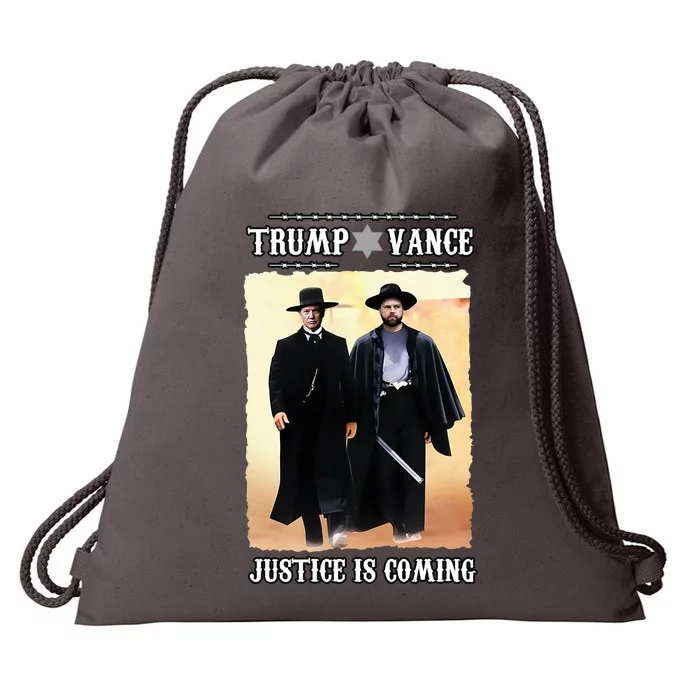 Trump Vance Justice Is Coming Drawstring Bag