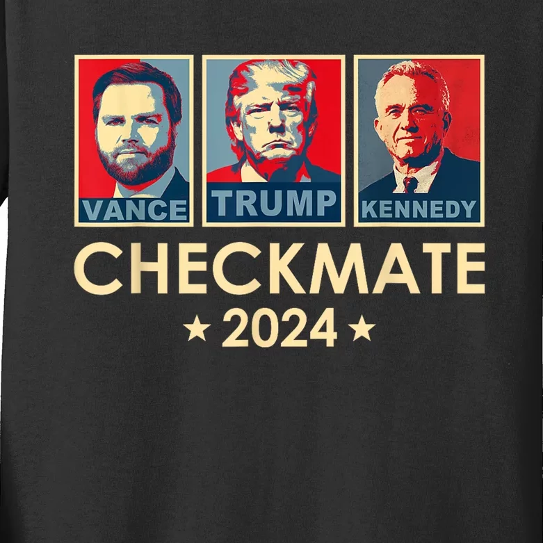 Trump Vance Kennedy Checkmate 2024 Election Republican Kids Long Sleeve Shirt