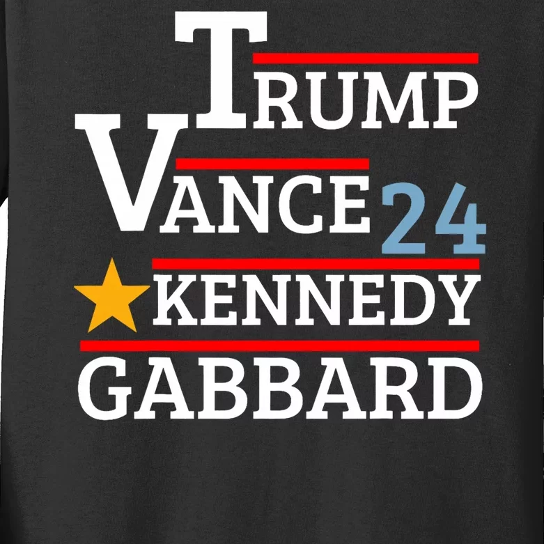 Trump Vance Kennedy Gabbard 2024 President Election Kids Long Sleeve Shirt