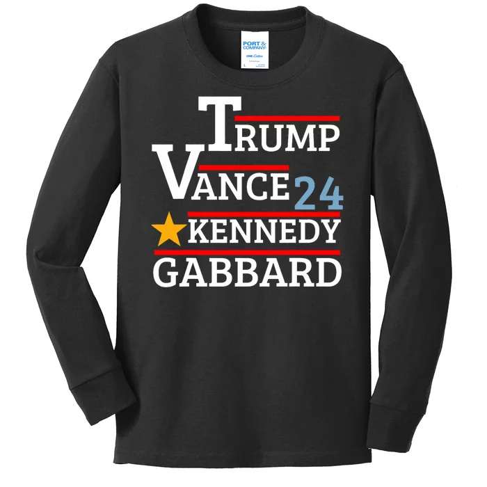 Trump Vance Kennedy Gabbard 2024 President Election Kids Long Sleeve Shirt