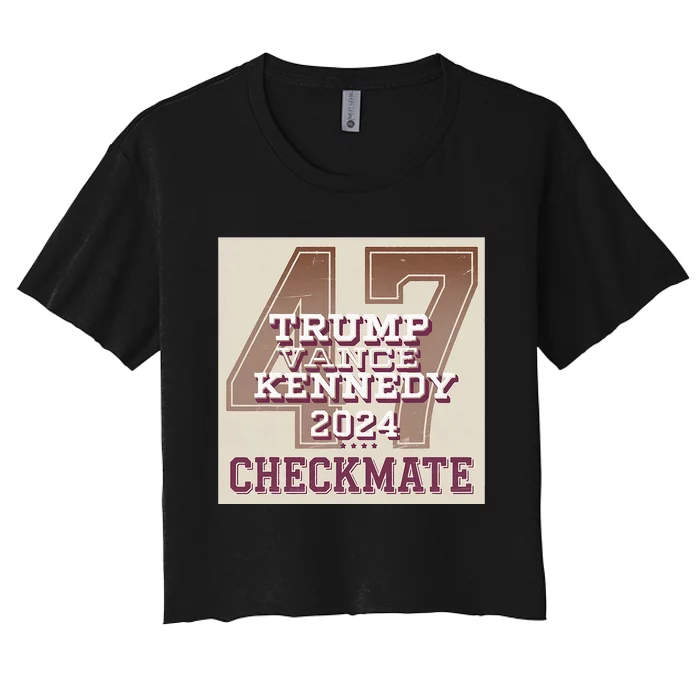 Trump Vance Kennedy Checkmate 2024 Vintage Flag 47 Women's Crop Top Tee