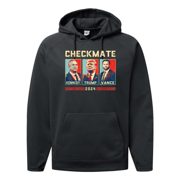 Trump Vance Kennedy Checkmate Retro Political Felon Trump Performance Fleece Hoodie