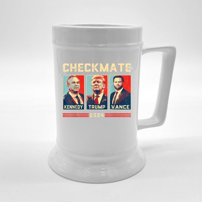 Trump Vance Kennedy Checkmate Retro Political Felon Trump Front & Back Beer Stein