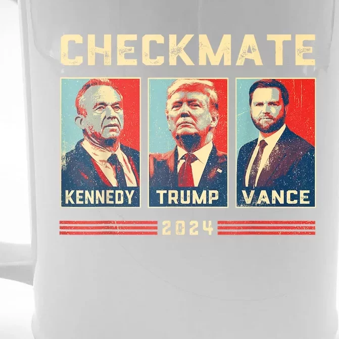 Trump Vance Kennedy Checkmate Retro Political Felon Trump Front & Back Beer Stein