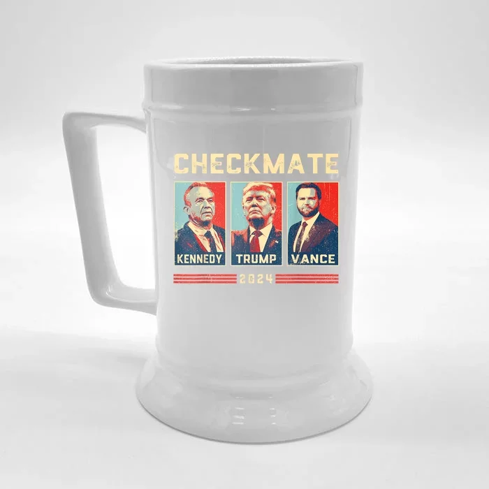 Trump Vance Kennedy Checkmate Retro Political Felon Trump Front & Back Beer Stein