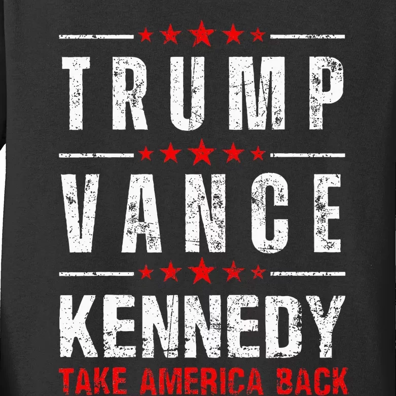 Trump Vance Kennedy 2024 Usa Flag Take America Back Again Kids Long Sleeve Shirt