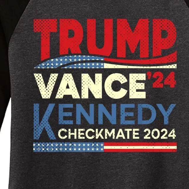 Trump Vance Kennedy Checkmate 2024 Election Republican Women's Tri-Blend 3/4-Sleeve Raglan Shirt