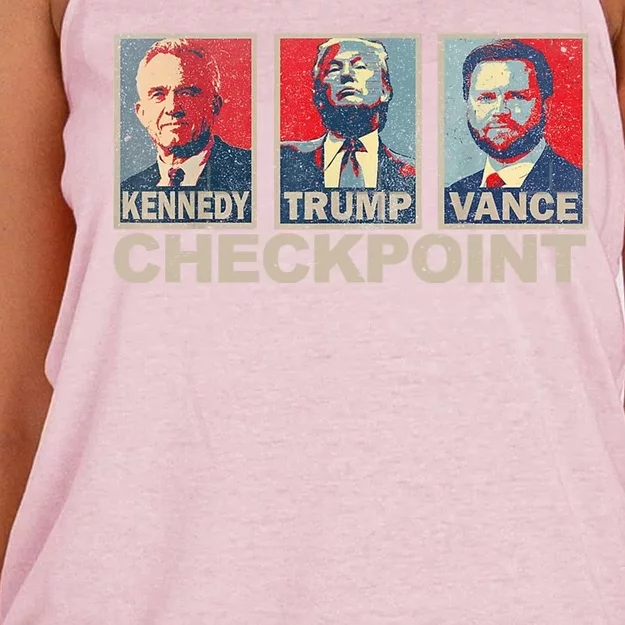 Trump Vance Kennedy Checkpoint 2024 Election Republican Women's Knotted Racerback Tank