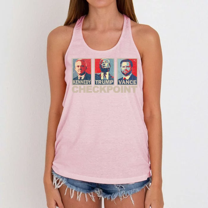 Trump Vance Kennedy Checkpoint 2024 Election Republican Women's Knotted Racerback Tank