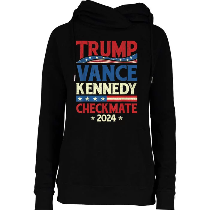 Trump Vance Kennedy Checkmate 2024 Election Republican Womens Funnel Neck Pullover Hood