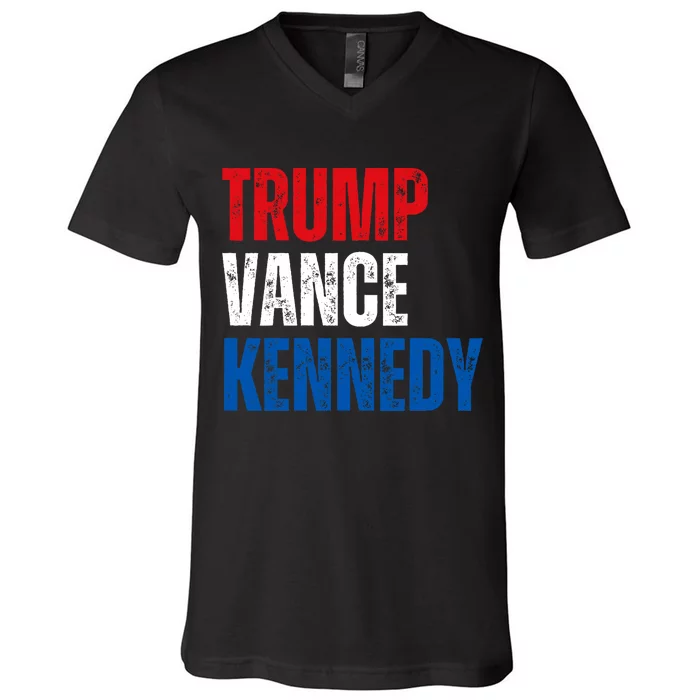 Trump Vance Kennedy Presidential Campaign Flag Usa 2024 V-Neck T-Shirt