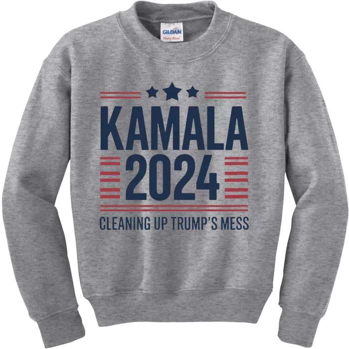 Trump Vs Kamala Presidential Debate 2024 Cleaning Up Mess Kids Sweatshirt