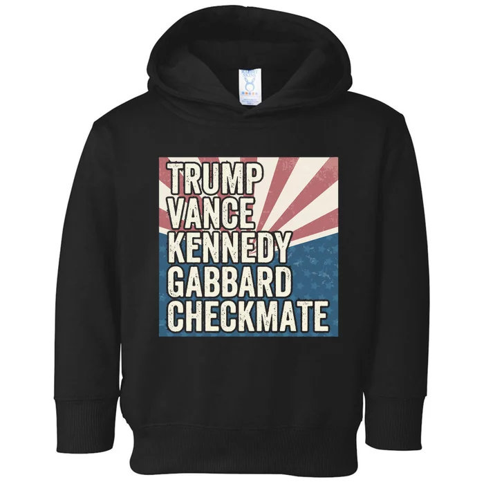 Trump Vance Kennedy Gabbard Checkmate American Flag Chess Toddler Hoodie