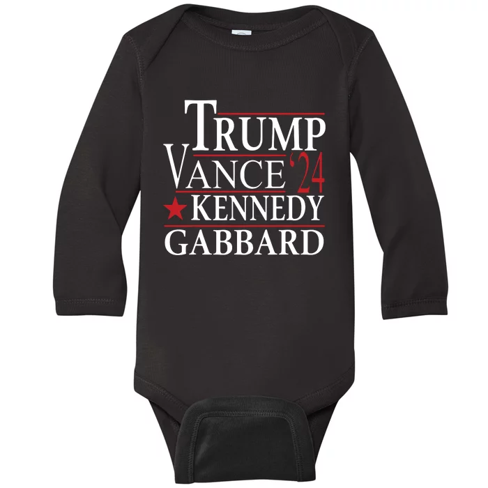 Trump Vance Kennedy Gabbard 2024 Election Baby Long Sleeve Bodysuit