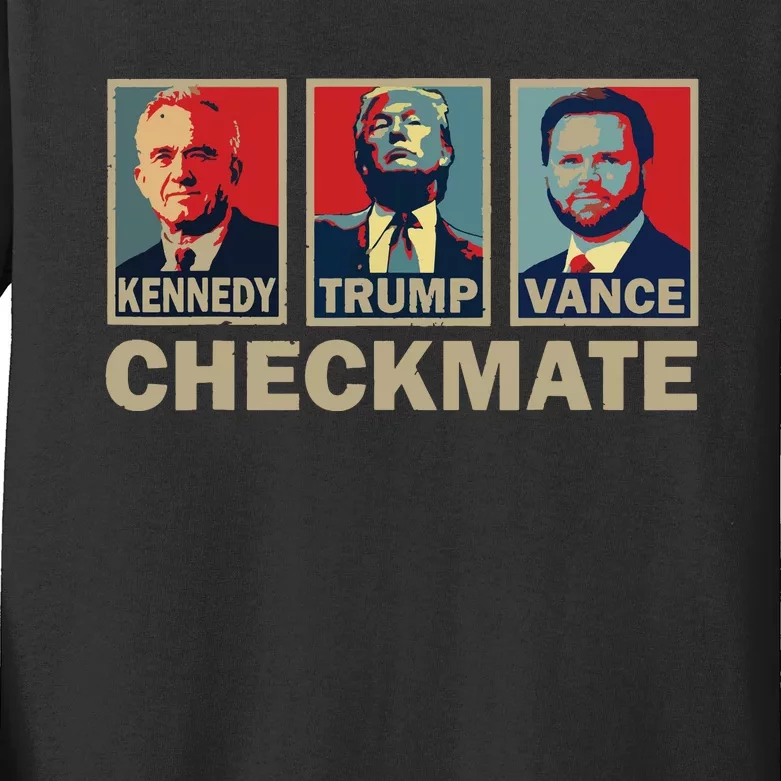 Trump Vance Kennedy Checkmate 2024 Election Republican Kids Long Sleeve Shirt